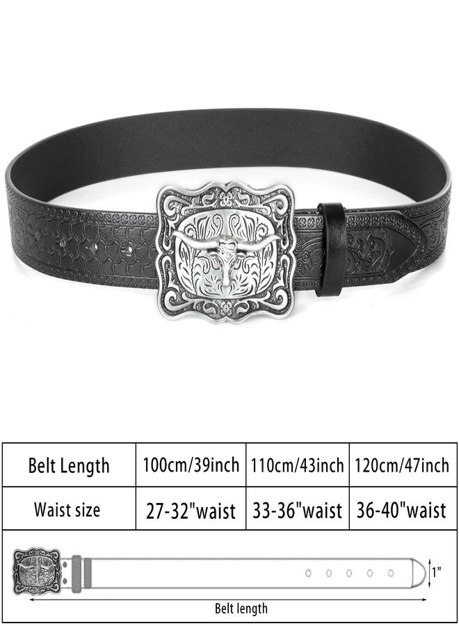 OVOY Men Women Vintage Cow-Head-Buckle Western-Cowboy-Belt for Jeans Pants - Image 3